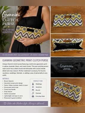 Giannini Geometric Print Clutch Purse Retro Woven Handbag